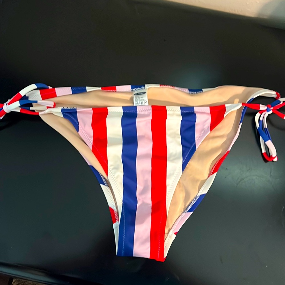 Old Navy striped string swim bottom- size large